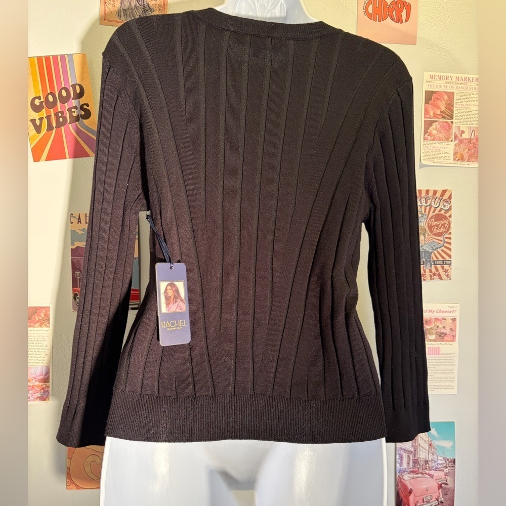 Rachel Black Ribbed Knit Top - Picture 2 of 5
